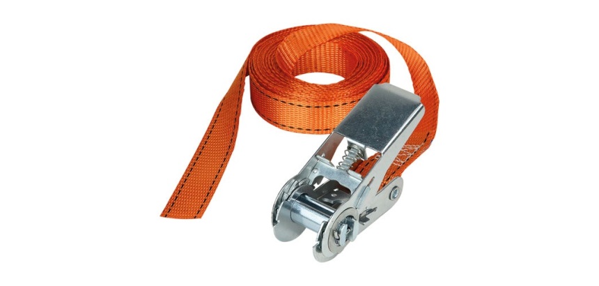 Sangle d'arrimage à cliquet - sans crochet  - L : 5 m - l : 25 mm - orange
