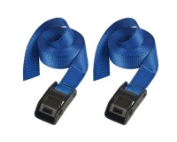 Sangle à bagage - sans crochet - L : 2.5 m - l : 25 mm - bleu - lot de 2