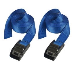 Sangle à bagage - sans crochet - L : 2.5 m - l : 25 mm - bleu - lot de 2