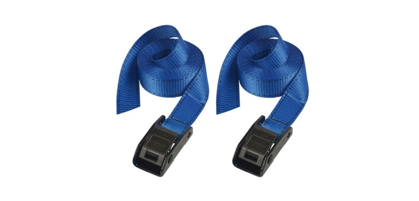 Sangle à bagage - sans crochet - L : 2.5 m - l : 25 mm - bleu - lot de 2