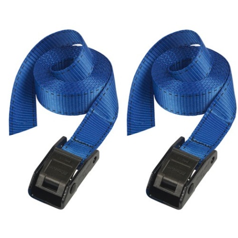 Sangle à bagage - sans crochet - L : 2.5 m - l : 25 mm - bleu - lot de 2