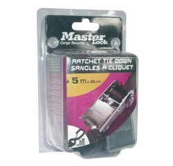 Sangle d'arrimage à cliquet - crochet en S - L : 5 m - l : 25 mm - noir - l