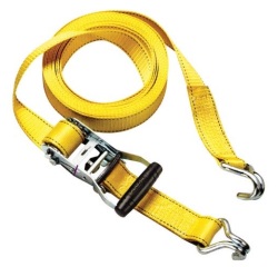 Sangle d'arrimage à cliquet - crochet en J - L : 4.5 m - l : 35 mm - jaune