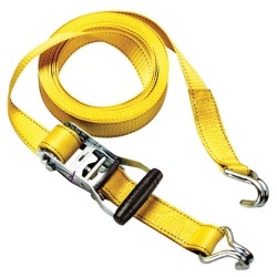 Sangle d'arrimage à cliquet - crochet en J - L : 4.5 m - l : 35 mm - jaune