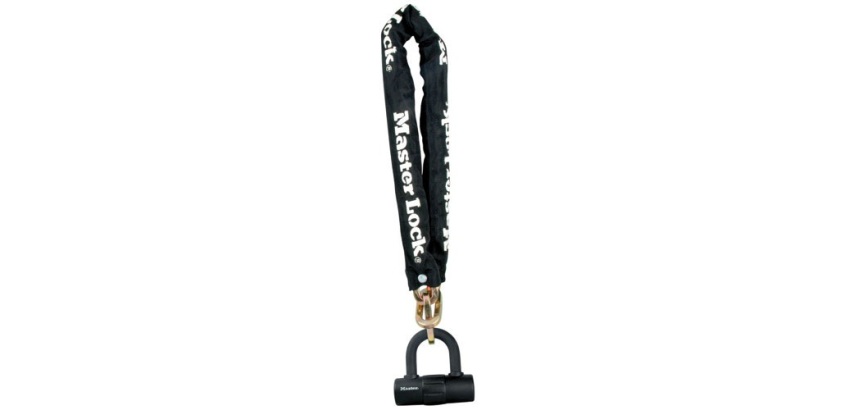 Antivol chaîne - avec mini U - 90 cm x 10 mm - noir