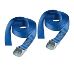 Sangle à bagage - sans crochet - L : 2.5 m - l : 25 mm - bleu - lot de 2