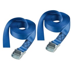 Sangle à bagage - sans crochet - L : 2.5 m - l : 25 mm - bleu - lot de 2