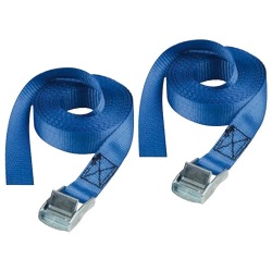 Sangle à bagage - sans crochet - L : 2.5 m - l : 25 mm - bleu - lot de 2