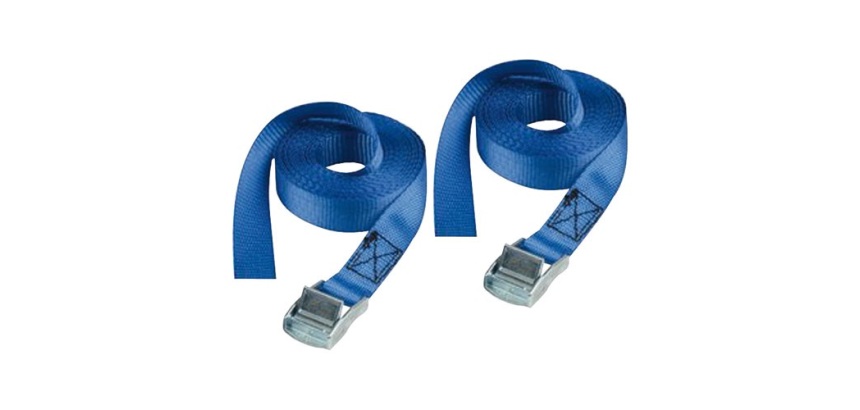 Sangle à bagage - sans crochet - L : 2.5 m - l : 25 mm - bleu - lot de 2