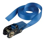 Sangle d'arrimage à cliquet - sans crochet - L : 5 m - l : 25 mm - bleu