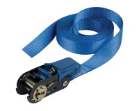 Sangle d'arrimage à cliquet - sans crochet - L : 5 m - l : 25 mm - bleu