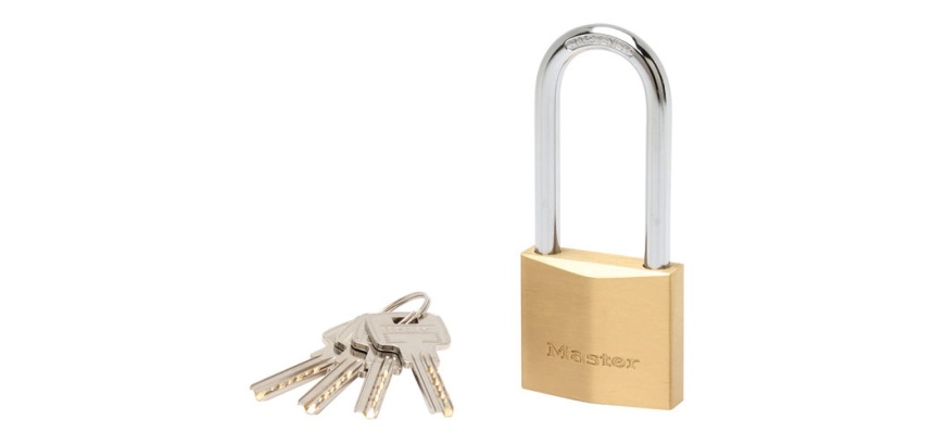 Cadenas en laiton haute sécurité 50 mm avec haute anse + 4 clés
