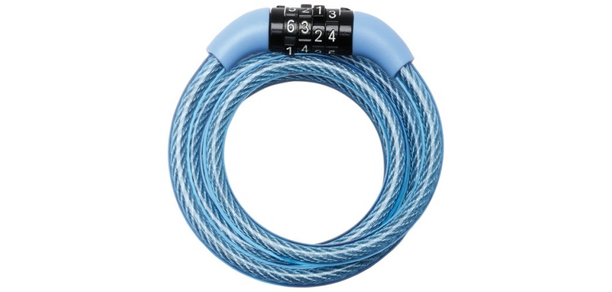 Câble antivol s'enroulant - à combinaison - 1.2 m x 8 mm - coloris pastels