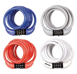 Câble antivol s'enroulant - à combinaison - 1.8 m x 8 mm - coloris assortis