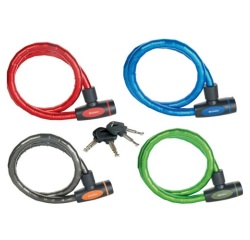 Câble antivol - articulé - à clé - 1 m x 18 mm - 4 clés - coloris assortis