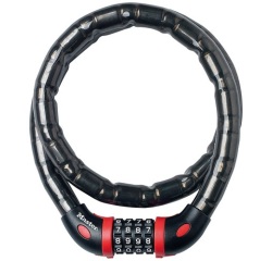 Câble antivol - articulé - à combinaison - 1 m x 18 mm - noir