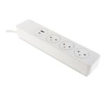 Multiprise - Easy Eject - 3 x 2P+T - 2 ports USB - blanc