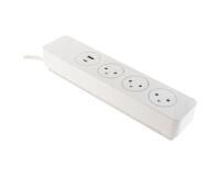 Multiprise - Easy Eject - 3 x 2P+T - 2 ports USB - blanc