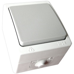 Interrupteur simple étanche - saillie - va-et-vient- IP54 - gris