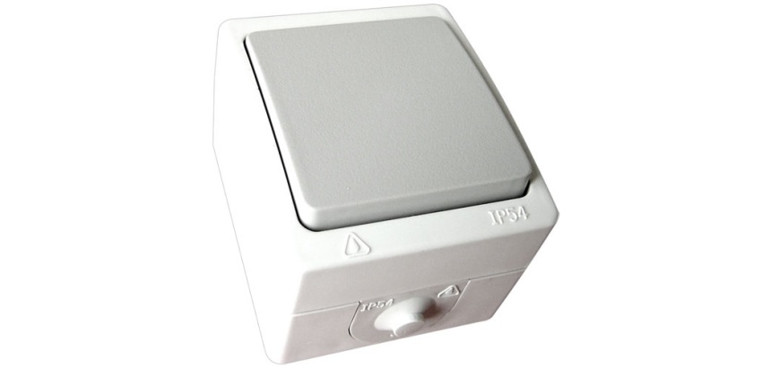 Interrupteur simple étanche - saillie - va-et-vient- IP54 - gris