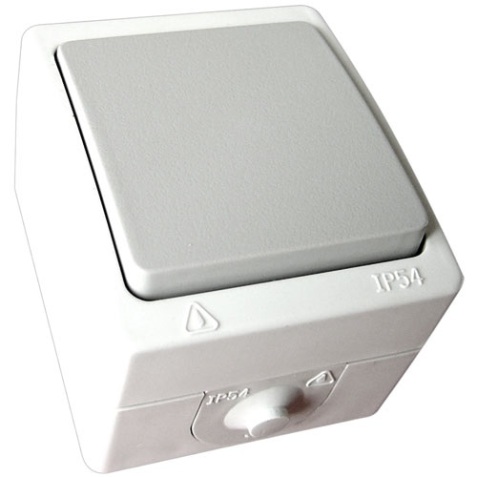 Interrupteur simple étanche - saillie - va-et-vient- IP54 - gris