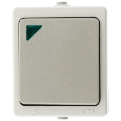 Interrupteur simple étanche - saillie - va-et-vient- avec voyant - IP54 - g