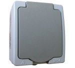 Prise étanche saillie  2P+T - 16A - IP54 - gris