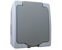 Prise étanche saillie  2P+T - 16A - IP54 - gris