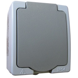 Prise étanche saillie  2P+T - 16A - IP54 - gris