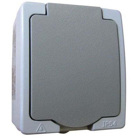 Prise étanche saillie  2P+T - 16A - IP54 - gris