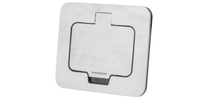 Prise de sol étanche carré  2P+T 16A  IP55 métal brossé