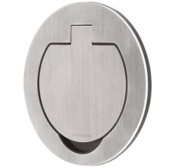 Prise de sol étanche - ronde  2P+T - 16A - IP55 - métal brossé