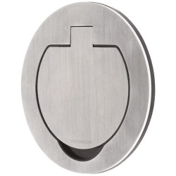 Prise de sol étanche - ronde  2P+T - 16A - IP55 - métal brossé