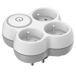Prise Triplite 2P+T - interrupteur - 16A - blanc/gris