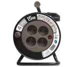 Enrouleur ménager - 15 m - 3G1.5 mm² - 4 prises -  taupe