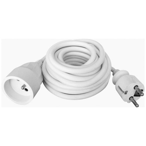 Prolongateur ménager 16A - H05VV-F 3G1.5mm² - 5 m - blanc