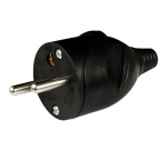 Fiche mâle - droite  2P+T - 16 A - noir