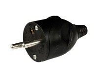 Fiche mâle - droite  2P+T - 16 A - noir