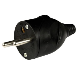 Fiche mâle - droite  2P+T - 16 A - noir