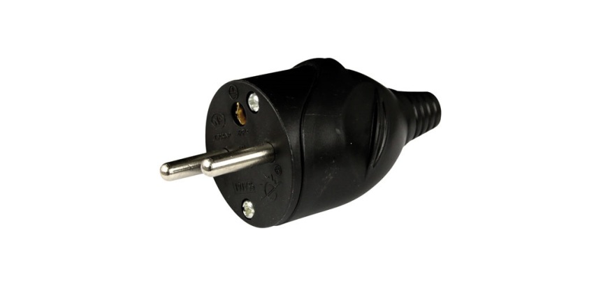 Fiche mâle - droite  2P+T - 16 A - noir