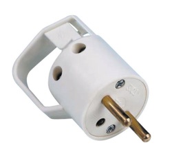 Fiche mâle - anneau  2P+T - 16A - blanc