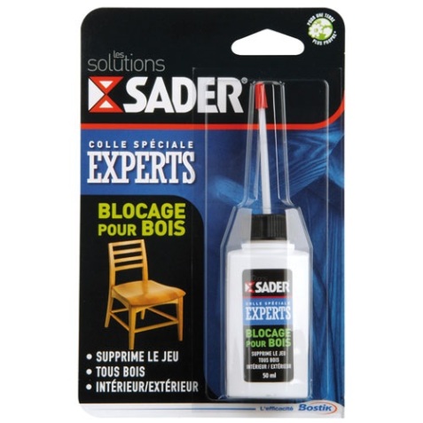 Colle spéciale experts Blocage pour bois Sader - Flacon de 50 ml