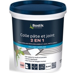 Colle pâte et joint carrelage 2 en 1 - prêt à l'emploi - blanc - 1,5 Kg