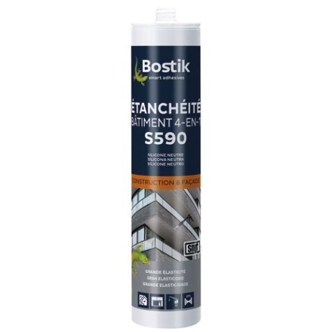 Mastic bâtiment 4en1 S590 - cartouche - transparent - 300 mL