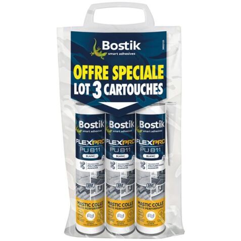 Mastic colle flexpro - PU811 - 300 mL - blanc - Lot de 3