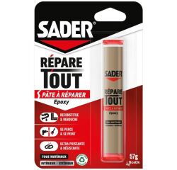 Pâte à réparer tous matériaux Répare Tout Epoxy Sader - Tube de 57 g