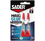 Colle liquide Maxi Glue instantanée tous matériaux Sader - Lot de 2 tubes de 3 g