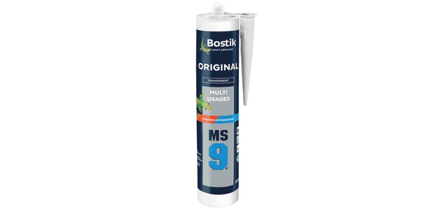 Mastic multi-usages colle et joint Bostik MS9 Original - Cartouche de 290 ml, transparent