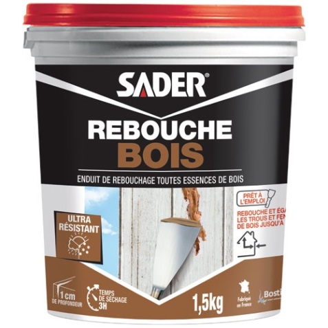 Enduit de rebouchage Rebouche bois Sader - Seau de 1,5 kg