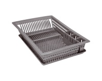 Egouttoir à vaisselle + plateau - 48x35,5 cm - gris